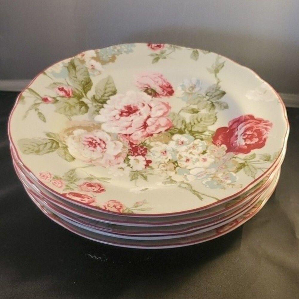 Rose Floral Salad Plates 5 plates NWT Discontinued| GardenRomance Quiet Luxury